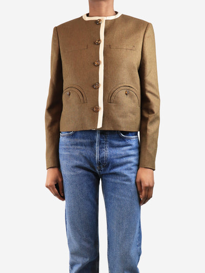 Brown renard shamo piped silk jacket - size UK 6 Coats & Jackets Blaze Milano 