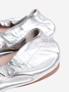 Miu Miu Silver metallic leather ballet flats - size EU 39