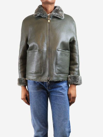 Olive reversible shearling jacket - size UK 6 Coats & Jackets Divine Cashmere 