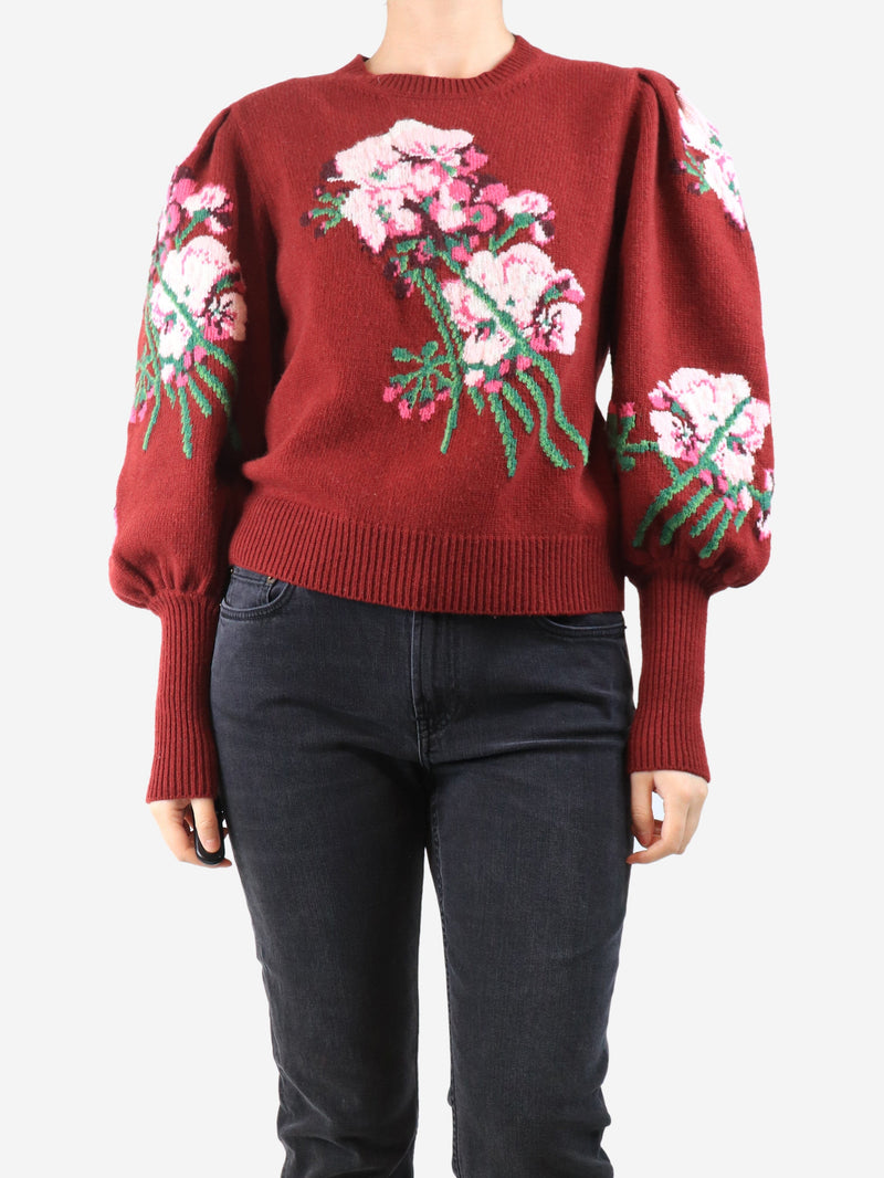 Burgundy floral puff-sleeved jumper - size M Knitwear Gucci 