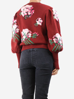 Burgundy floral puff-sleeved jumper - size M Knitwear Gucci 