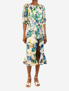 Multi floral printed midi dress - size UK 6 Dresses Saloni 