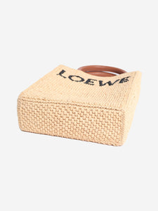 Loewe Neutral small raffia logo bag