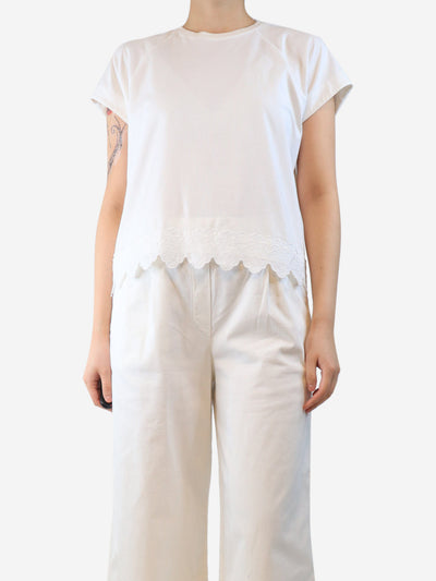 White embroidered-hem t-shirt - size M Tops Simone Rocha 