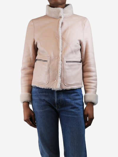 Pink reversible shearling jacket - size UK 6 Coats & Jackets Divine Cashmere 