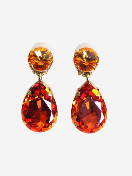 Pink tear drop embellished earrings product image