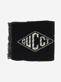 Black diamond logo fringe scarf Scarves Gucci 