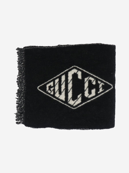 Black diamond logo fringe scarf product image