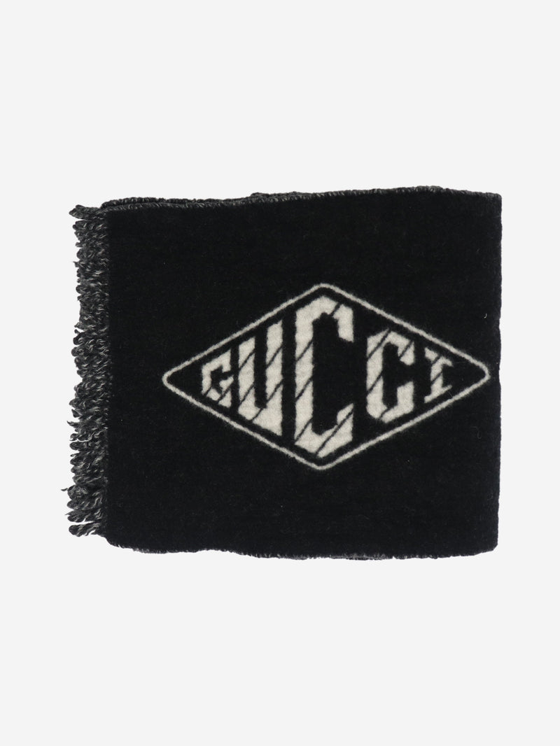 Black diamond logo fringe scarf Scarves Gucci 