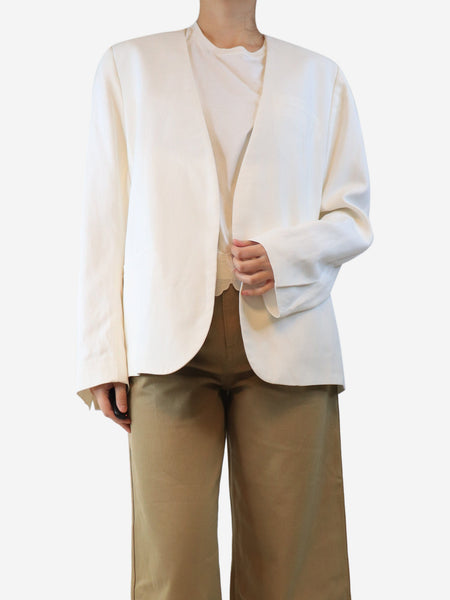 White collarless suit blazer - size UK 12 product image