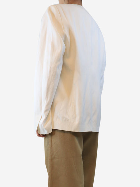 White collarless suit blazer - size UK 12 alternate image