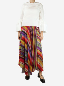 Etro Multicolour pleated stripe midi skirt - size UK 10