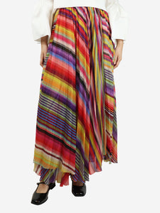 Etro Multicolour pleated stripe midi skirt - size UK 10