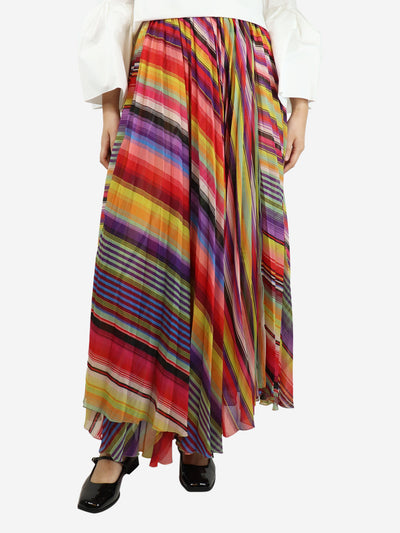 Multicolour pleated stripe midi skirt - size UK 10 Skirts Etro 