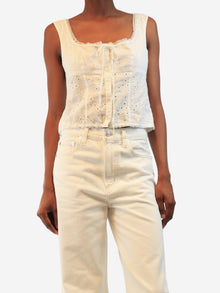 White sleeveless embroidered top - size UK 8 Tops Staud 