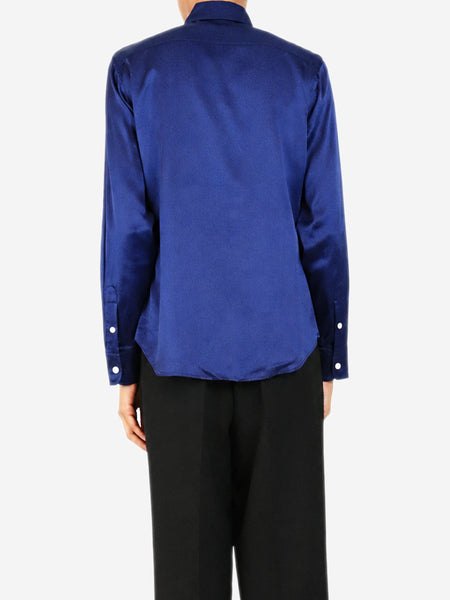 Navy silk shirt - size UK 6 alternate image