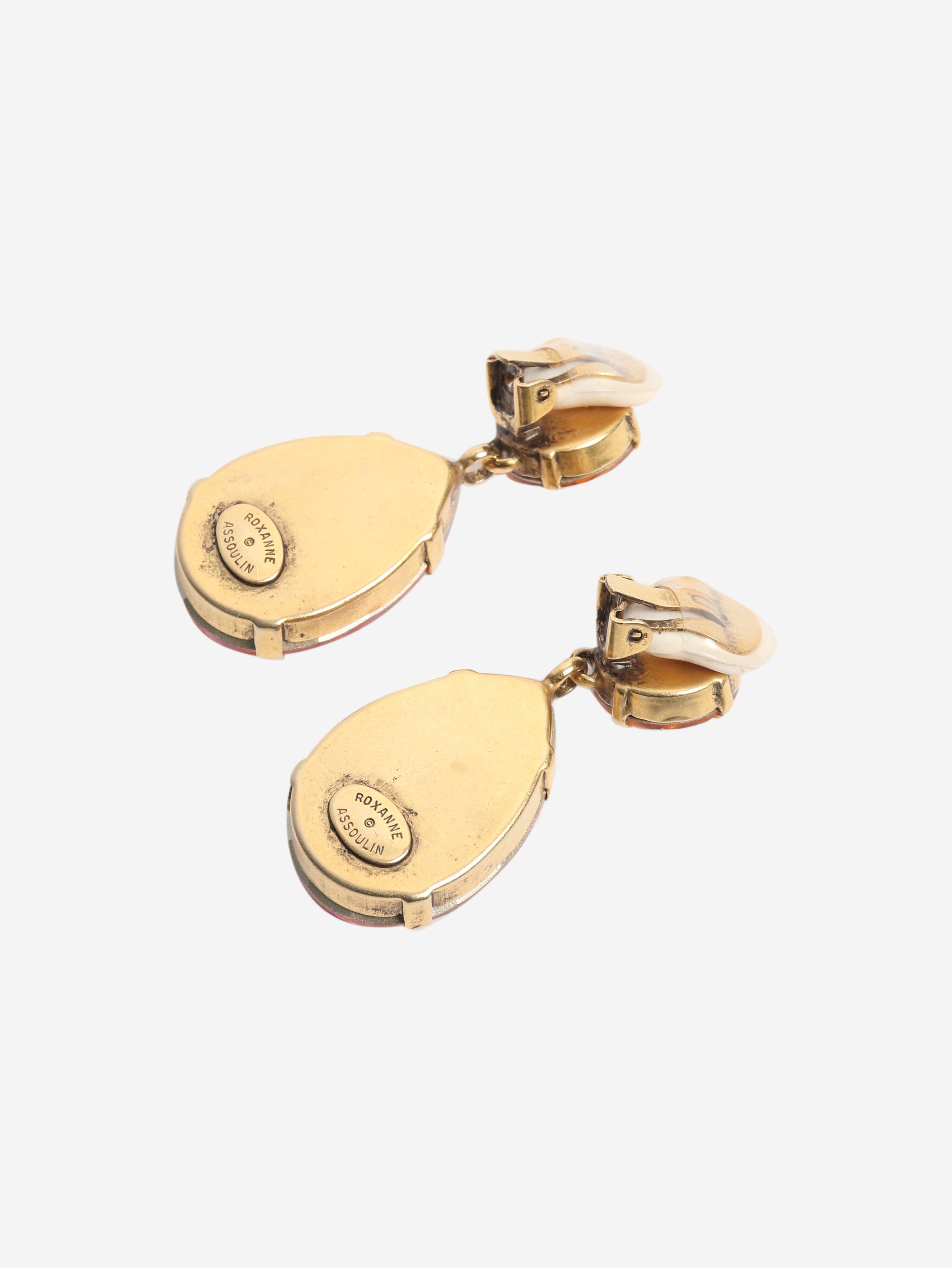 Pink tear drop embellished earrings Earrings Roxanne Assoulin 