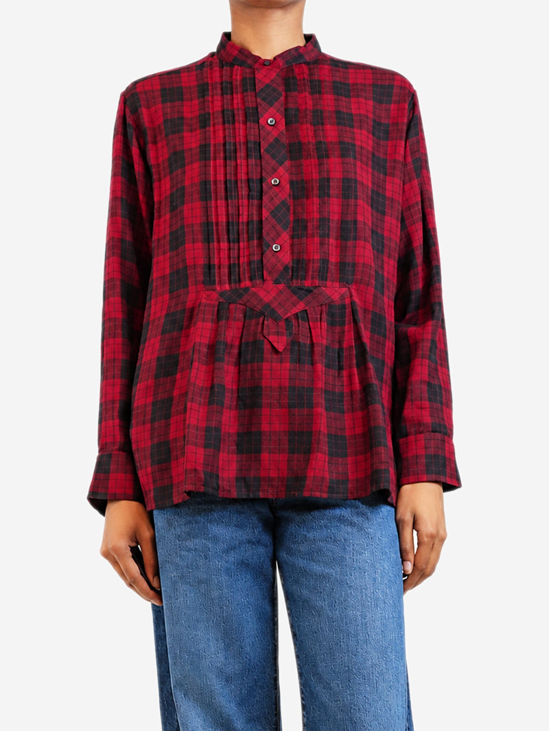 Black and red Idalia plaid peplum blouse - size UK 8 Tops Isabel Marant Etoile 