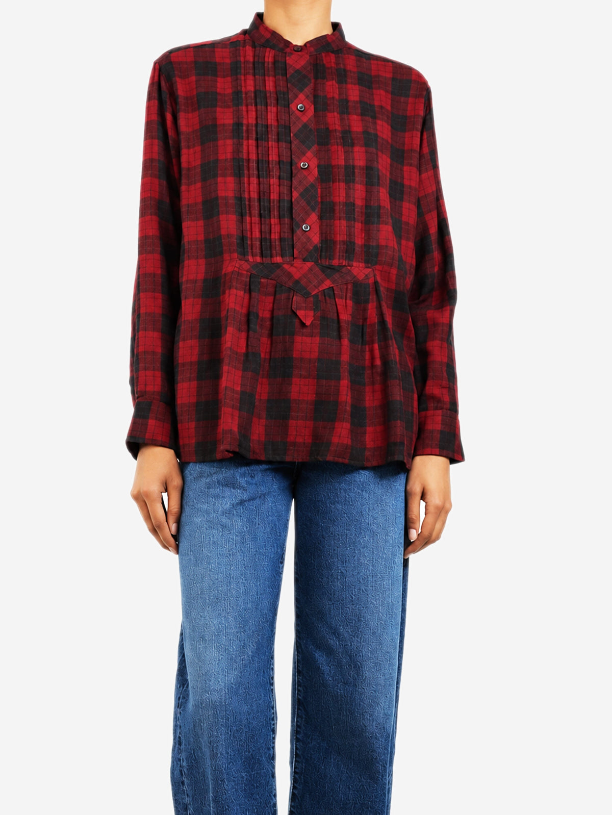 Black and red Idalia plaid peplum blouse - size UK 8 Tops Isabel Marant Etoile 
