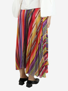 Etro Multicolour pleated stripe midi skirt - size UK 10