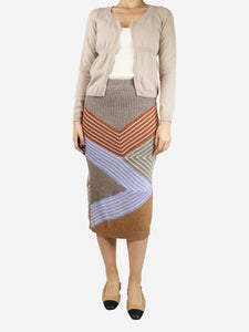 Stella McCartney Multicolour 3D stripe knit midi skirt - size UK 10