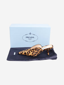 Prada Brown leopard print pony-hair mules - size EU 34