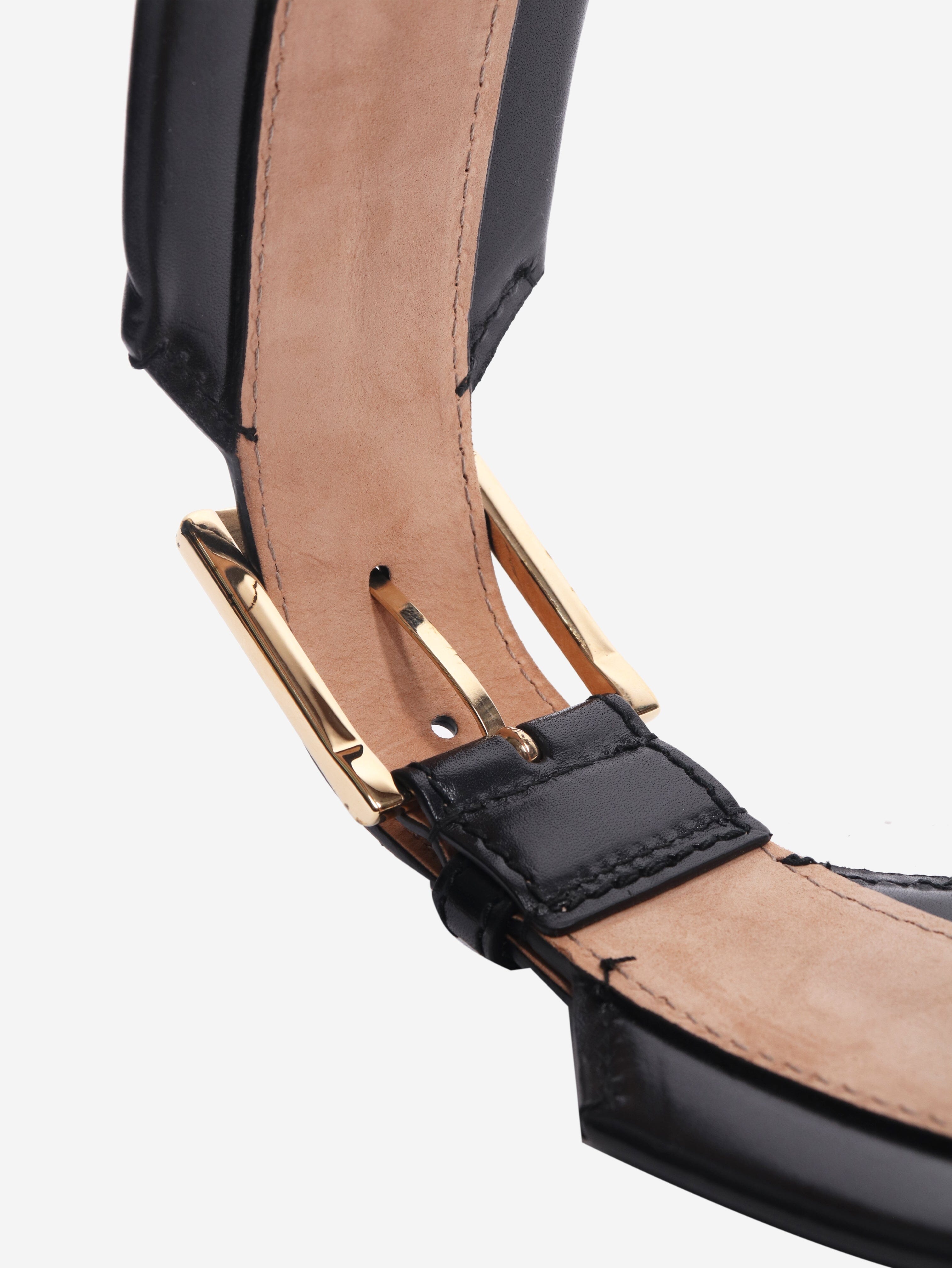 Black wide leather belt Belts Alexander McQueen 