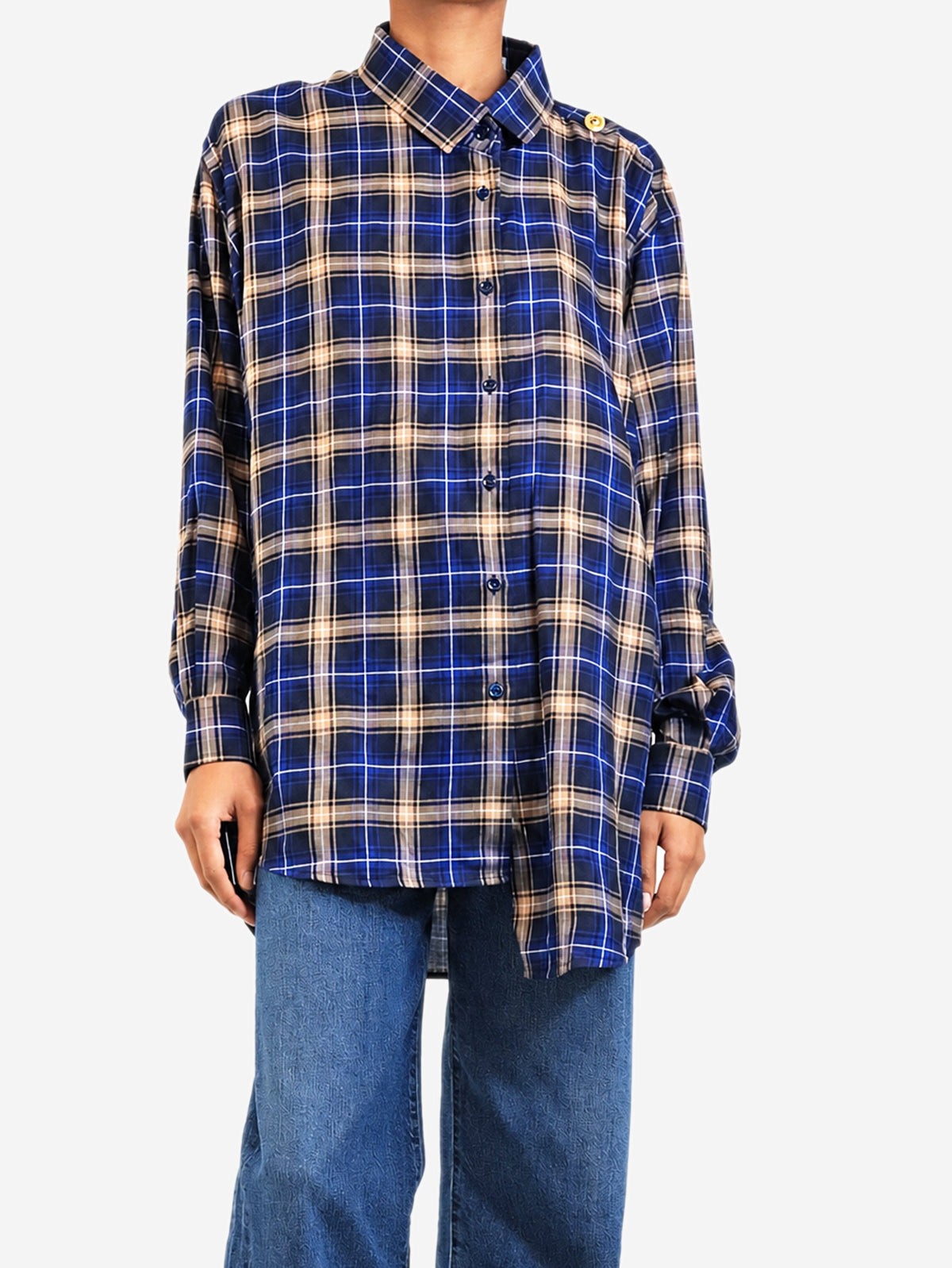Blue oversized checkered flannel - size UK 6 Tops Balenciaga 