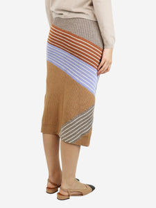 Stella McCartney Multicolour 3D stripe knit midi skirt - size UK 10