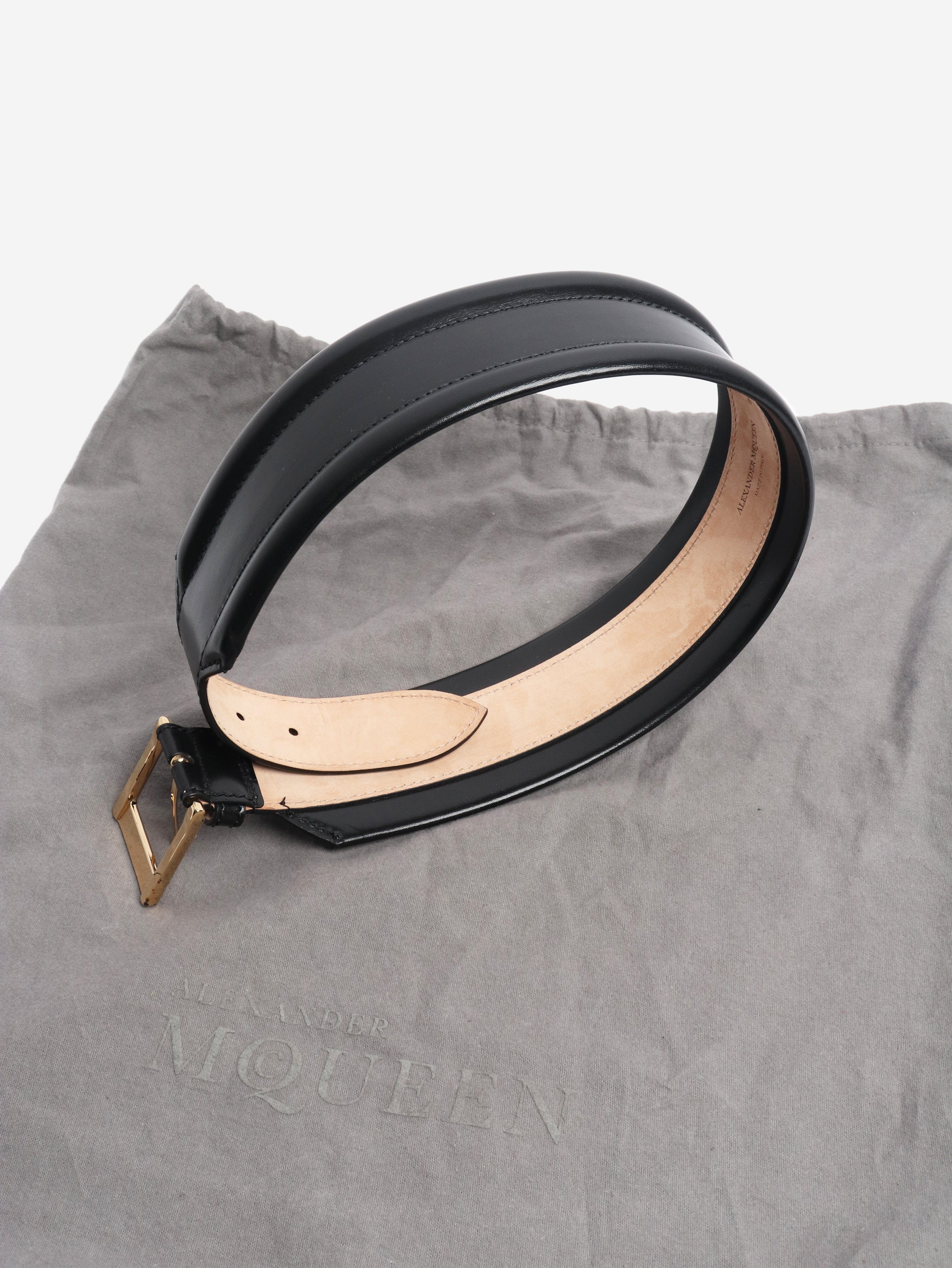 Black wide leather belt Belts Alexander McQueen 