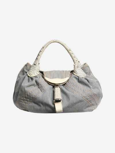Blue and white spy stripe denim bag Top Handle Bags Fendi 