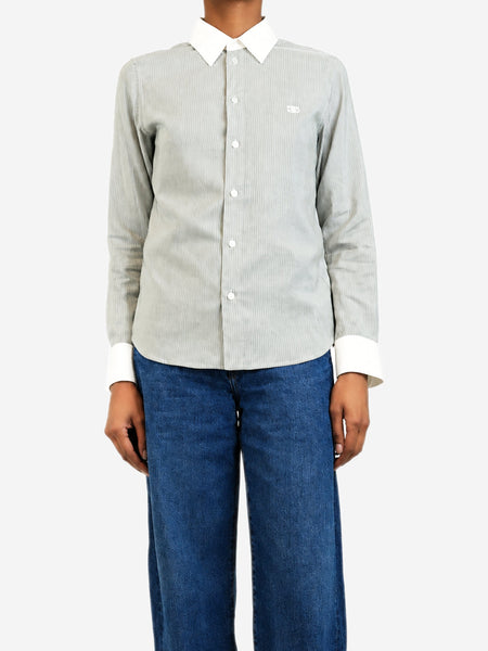 Grey silk pinstripe shirt - size UK 6 product image