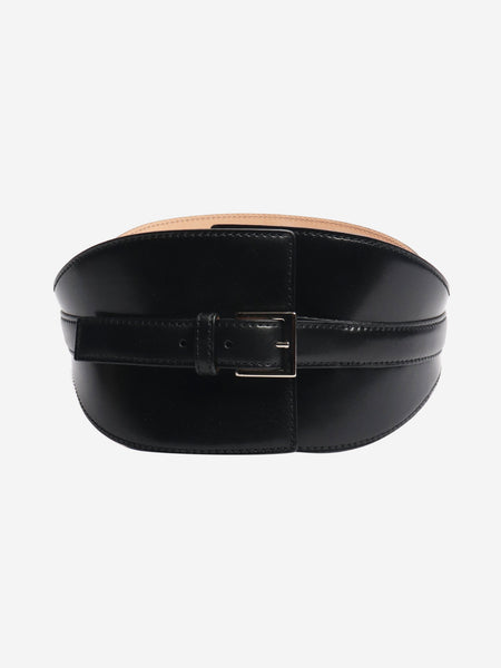 Black wide leather belt product image