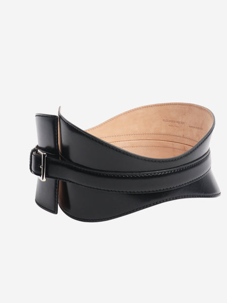 Black wide leather belt alternate image