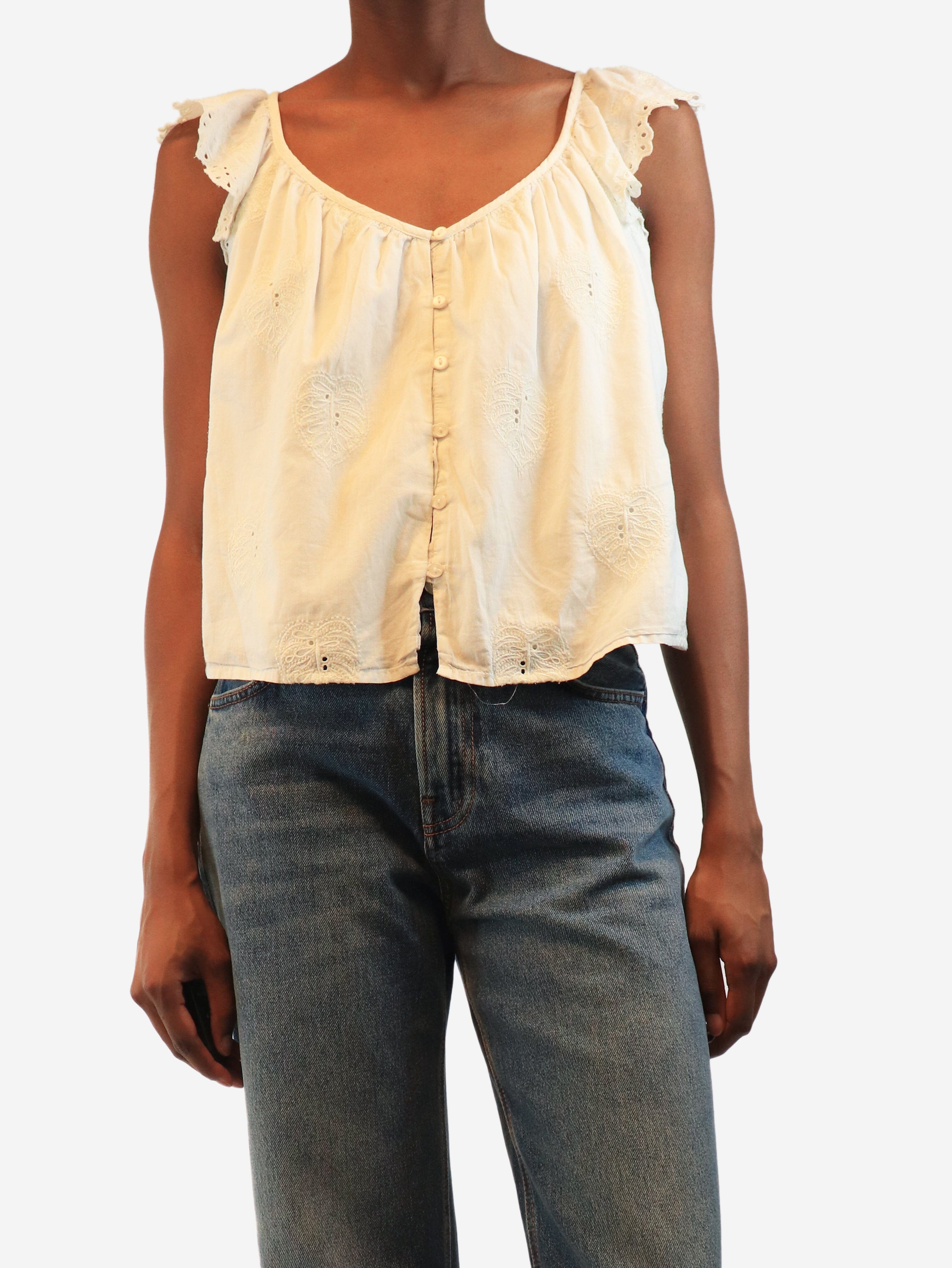 White embroidered cotton top - size XS Tops Velvet 