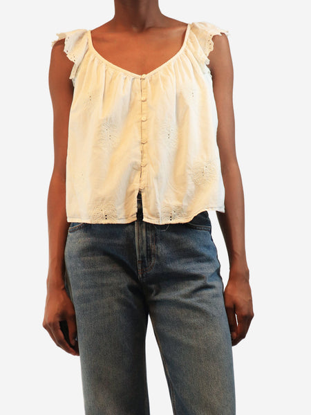 White embroidered cotton top - size XS product image