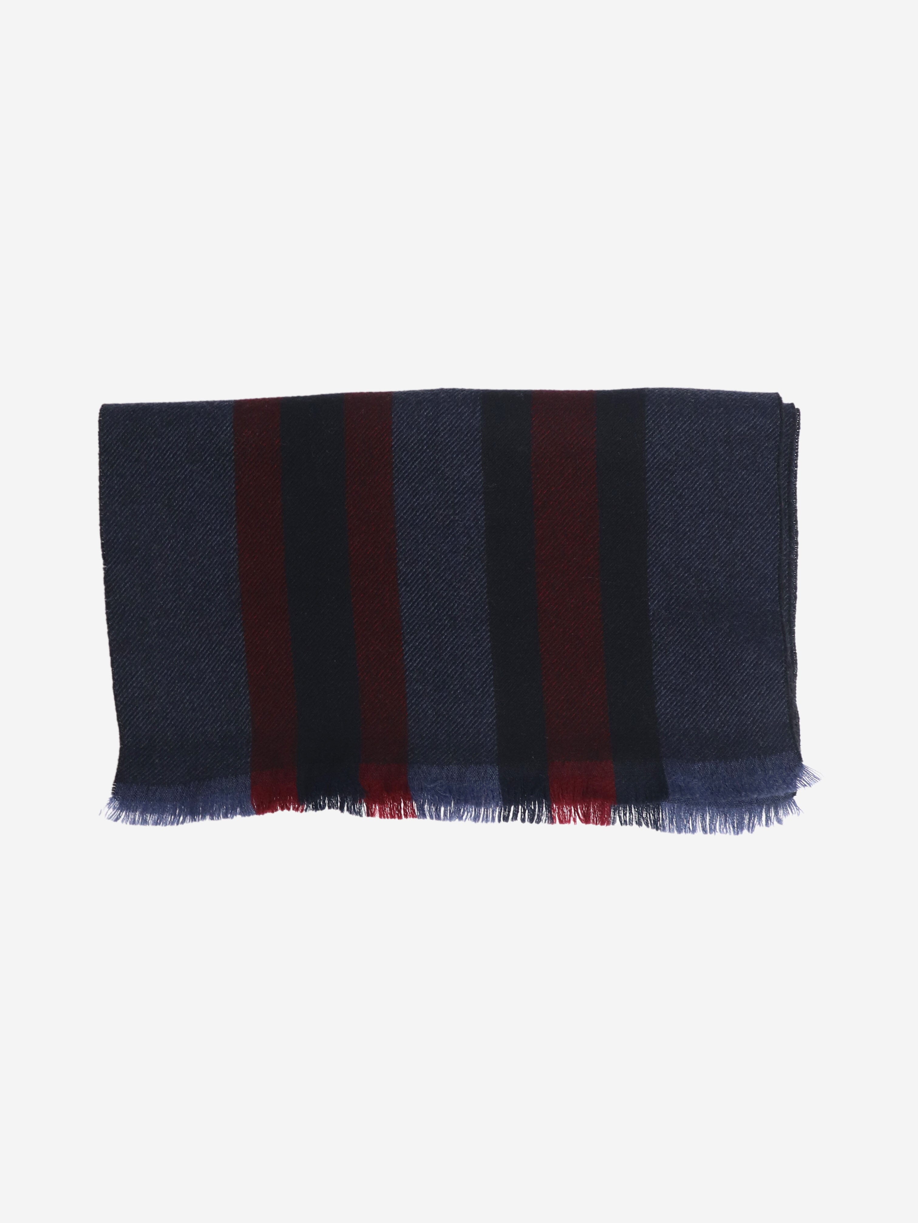 Navy and burgundy striped wool scarf Scarves Gucci 