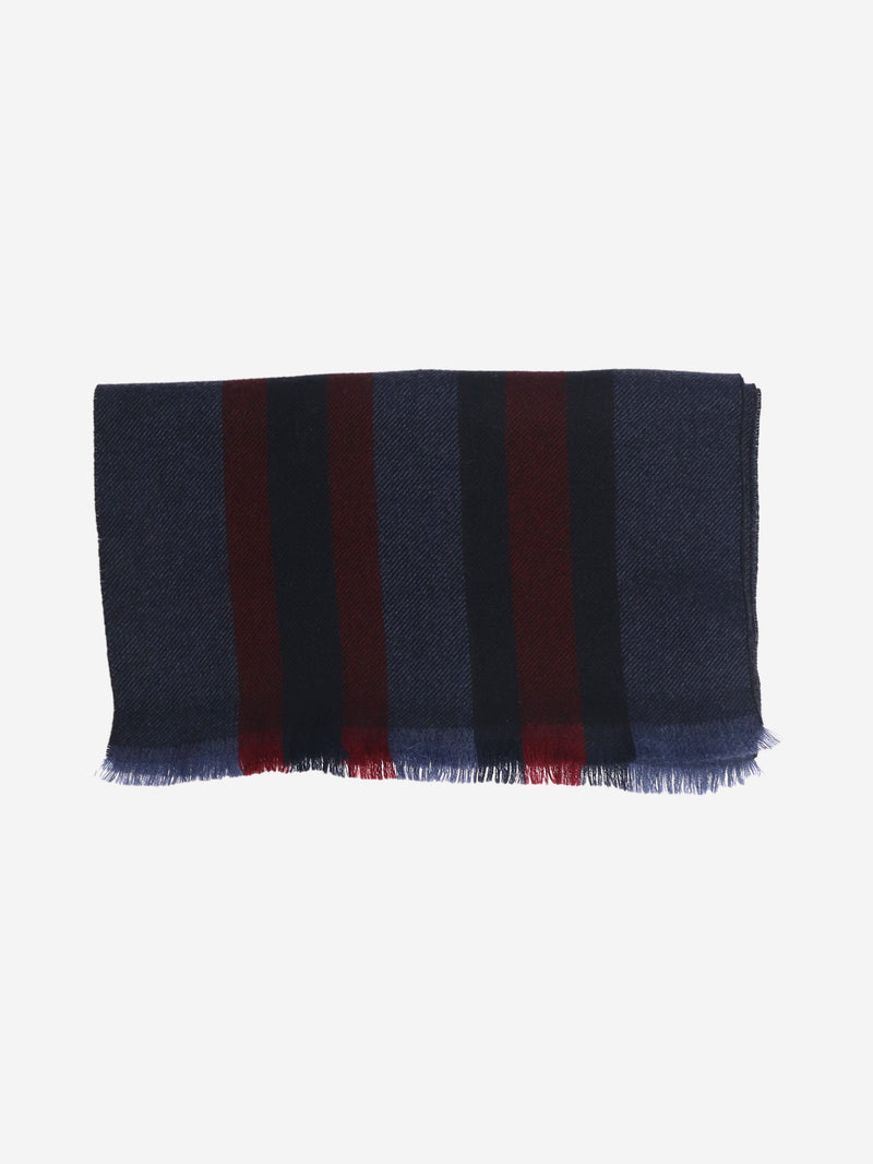 Navy and burgundy striped wool scarf Scarves Gucci 