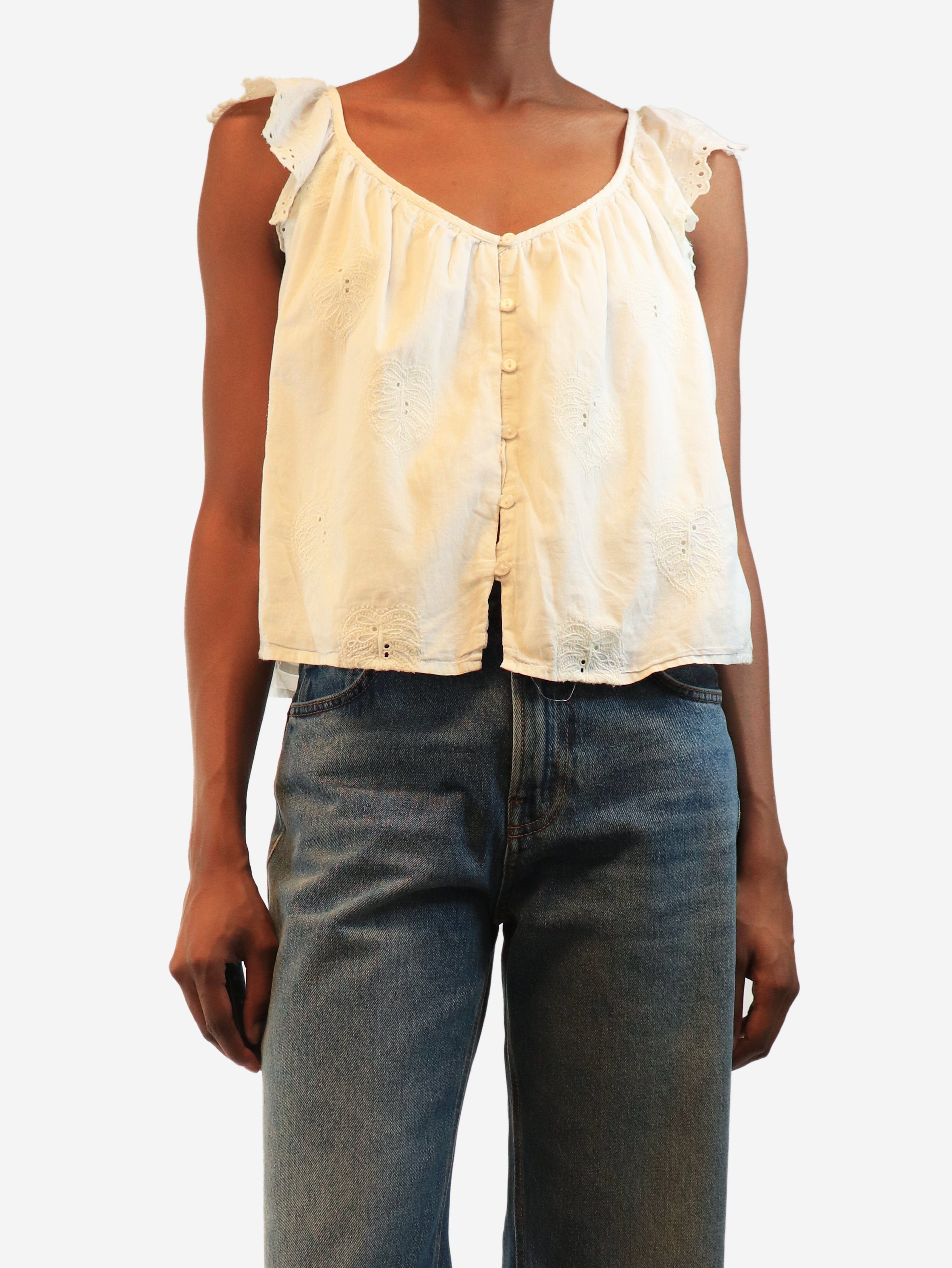 White embroidered cotton top - size XS Tops Velvet 