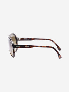 Emilio Pucci Brown tortoise shell aviator sunglasses