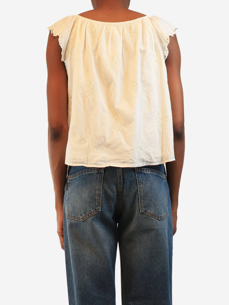 White embroidered cotton top - size XS Tops Velvet 