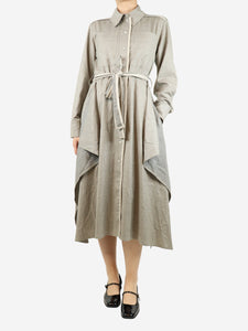 Stella McCartney Grey Leilani midi shirt dress - size UK 8