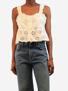 White sleeveless embroidered top - size S Tops The Kooples 