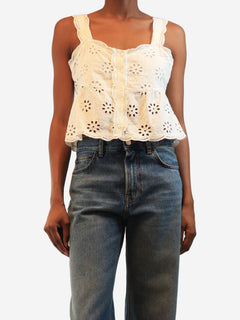 White sleeveless embroidered top - size S Tops The Kooples 