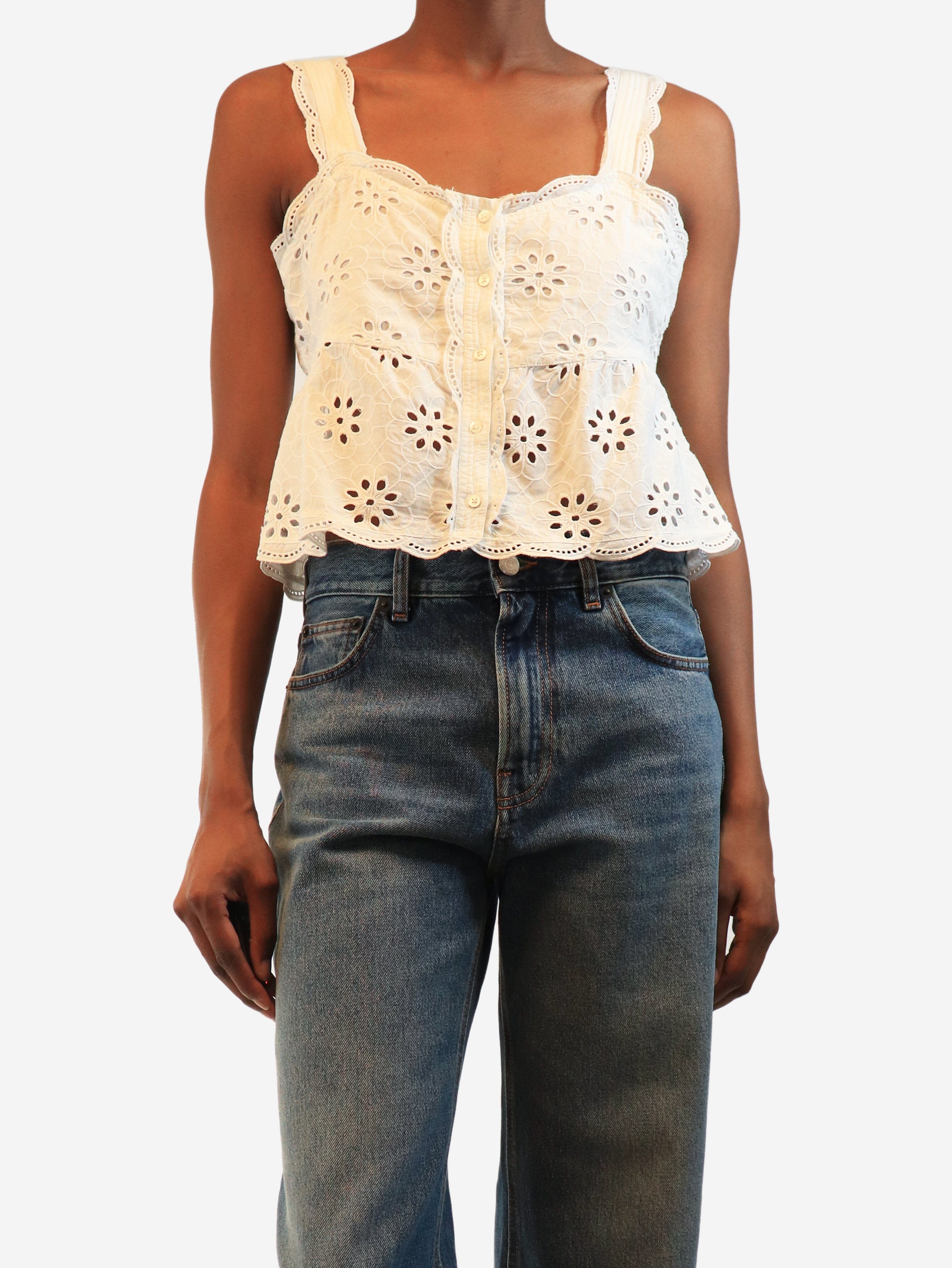 White sleeveless embroidered top - size S Tops The Kooples 