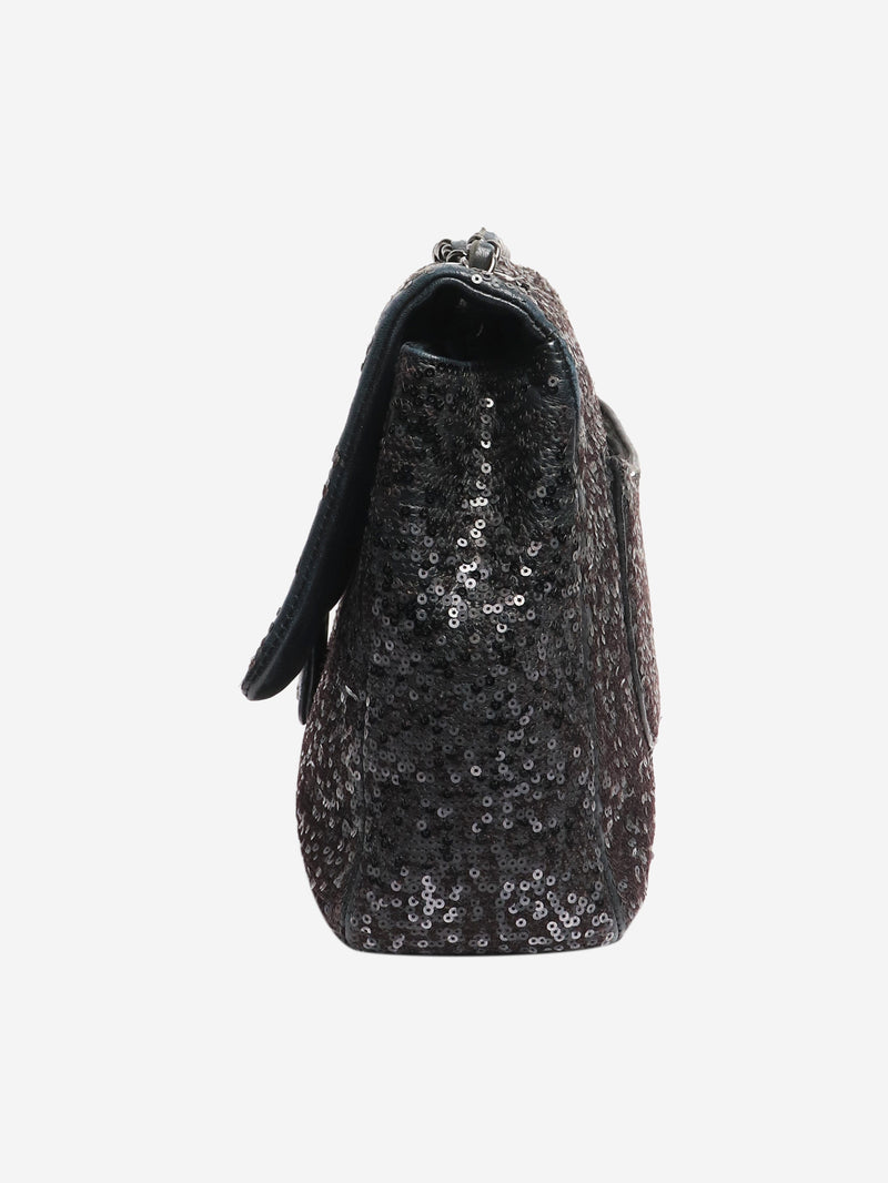 Black 2011 jumbo sequin-embellished Classic Single Flap bag Shoulder bags Chanel 