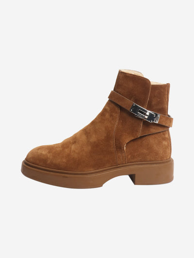 Tan Jeff suede ankle boots - size EU 38.5 Boots Hermes 
