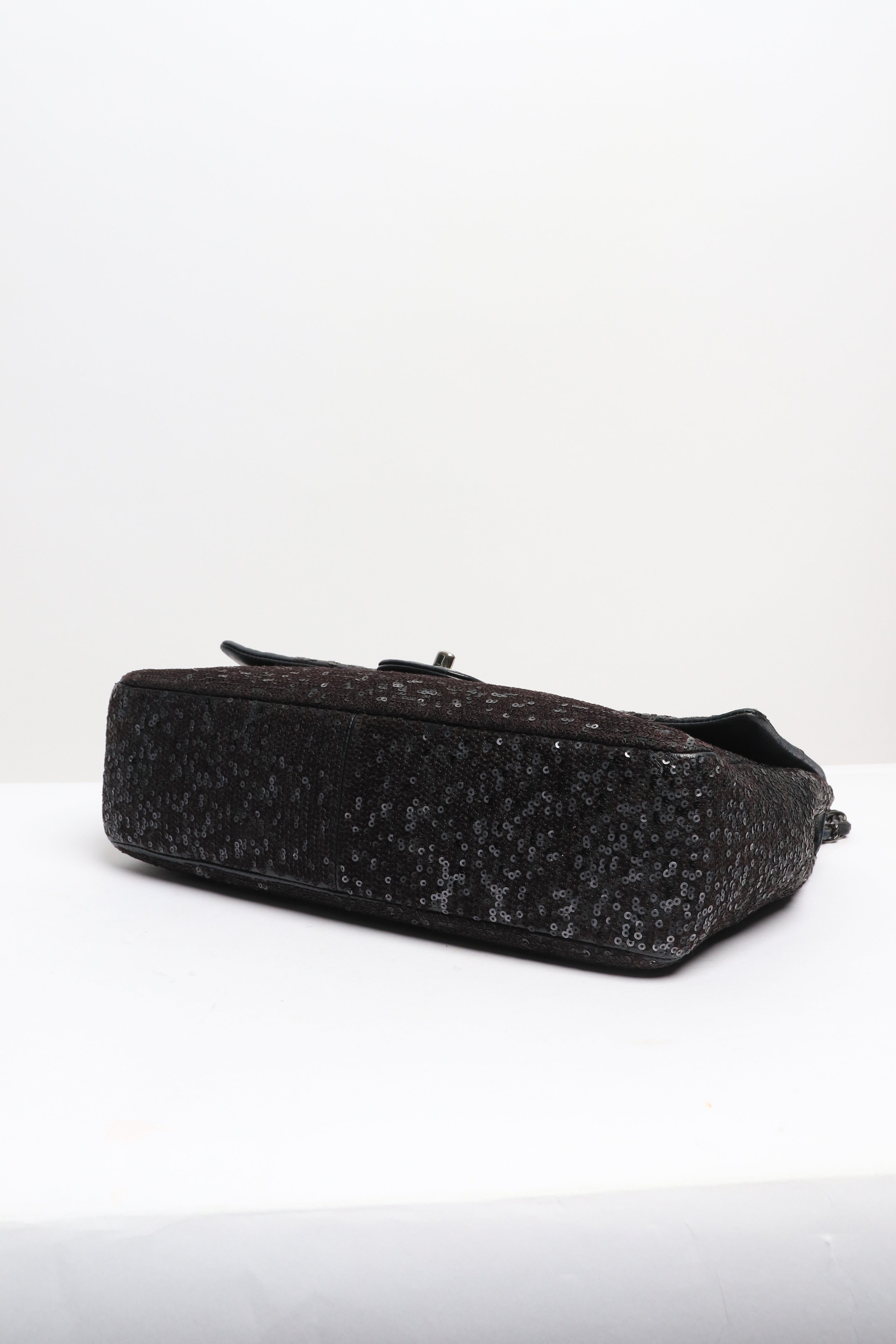 Black 2011 jumbo sequin-embellished Classic Single Flap bag Shoulder bags Chanel 