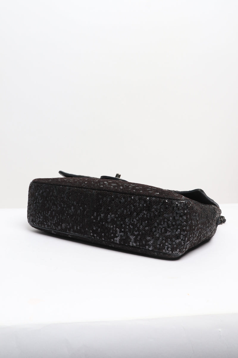 Black 2011 jumbo sequin-embellished Classic Single Flap bag Shoulder bags Chanel 