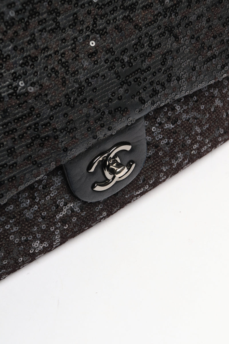 Black 2011 jumbo sequin-embellished Classic Single Flap bag Shoulder bags Chanel 